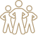 pictogrammme couleur or représentant une équipe de 3 personnes